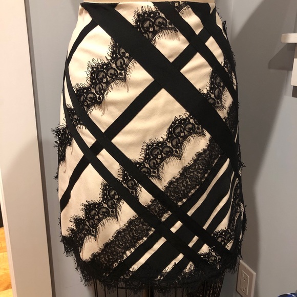 Nanette Lepore Skirt w/ Ribbon & Lace size 8 - Picture 4 of 5